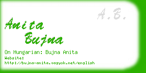 anita bujna business card